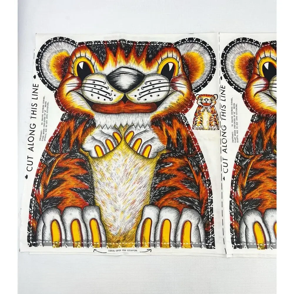 Vintage Multicolor Tiger Cut N Sew Two Panels Pillow 1960s Rare